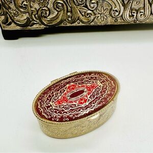 Vintage ITALY Ornate Small Trinket Pill Jewelry Box